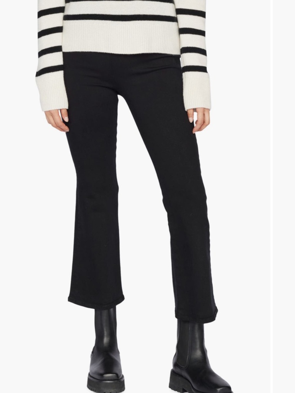 NWOT FRAME Jet Set Crop Mini Bootcut Pull-On Jeans In Black Size 2 - Picture 8 of 17